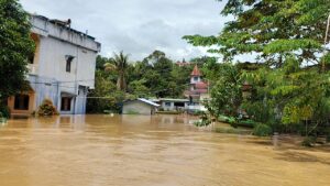Kondisi banjir di Desa Data Dian, Kabupaten Malinau, Senin (5/2/2024).